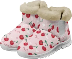 Womens Ankle Boots Insulated Fur Liner Snow Boot Lightweight Walking Winter Shoes Low Boots High-top Fleece Booties
