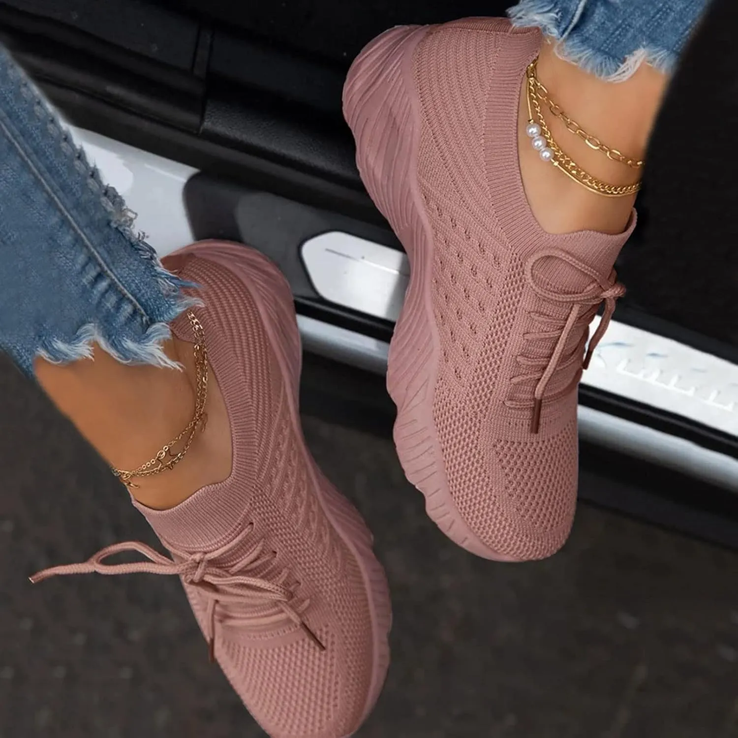 Womens Arch Support Comfortable Walking Shoes Lightweight Mesh Sneakers Slip On Memory Foam Athletic Sports Shoes