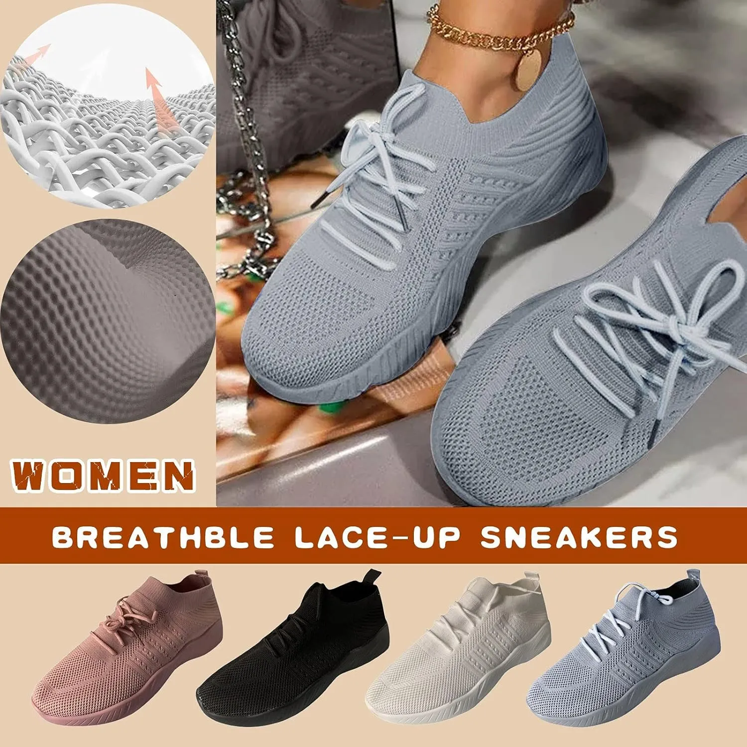 Womens Arch Support Comfortable Walking Shoes Lightweight Mesh Sneakers Slip On Memory Foam Athletic Sports Shoes
