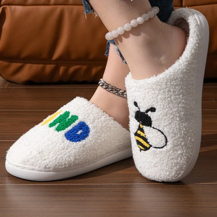 Women's Bee Kind Plush Bee Slippers - Sizes 3-9UK