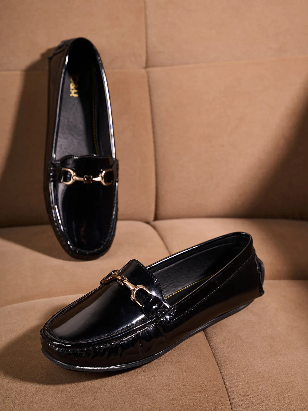 Women's Black Soft & Flexy Loafers (IU2006)