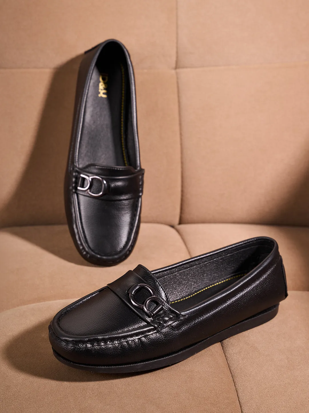 Women's Black Soft & Flexy Loafers (IU2007)