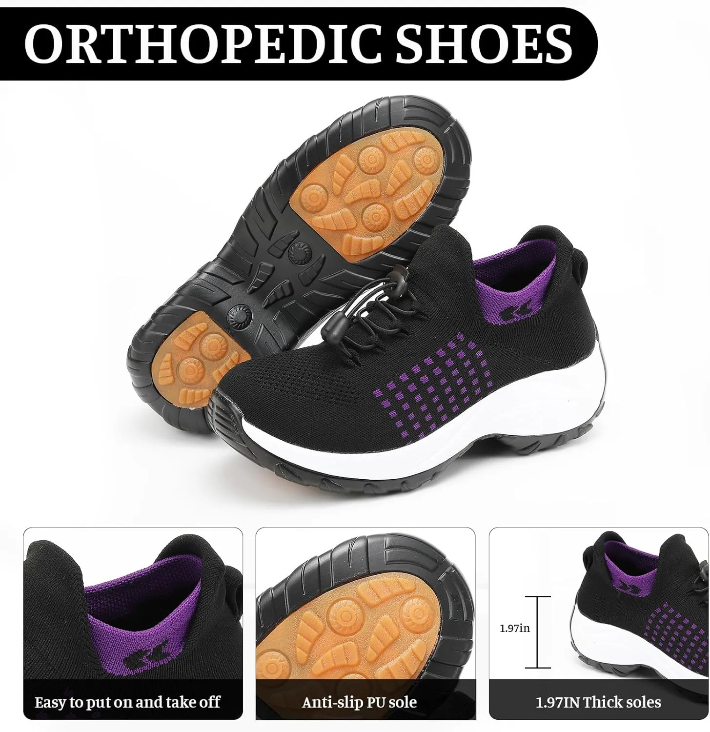 Womens Casual Sneakers Stretch Comfort Wear Orthowear Shoes Lightweight Comfortable Mesh Hollow Out Walking Shoes Orthopedic Breathable Non Slip Cushion Shoe
