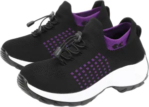 Womens Casual Sneakers Stretch Comfort Wear Orthowear Shoes Lightweight Comfortable Mesh Hollow Out Walking Shoes Orthopedic Breathable Non Slip Cushion Shoe