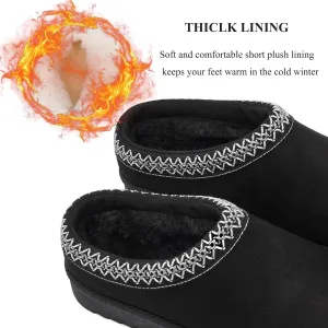 Women's Classic Snow Boots, Black, Size 6, Medium Width, Platform Heel (0.98 inches), Round Toe, Slip-On, Anti-Slip, Fur Lined, Casual Slippers