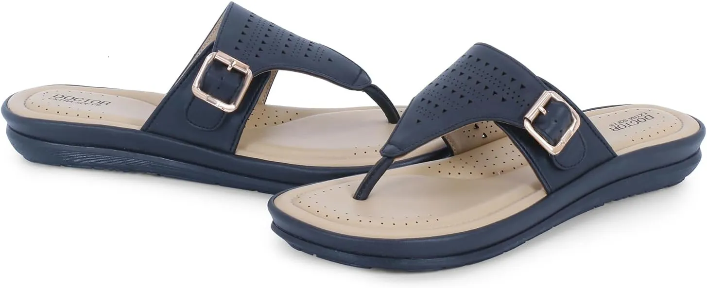 Womens Flat Memory Foam Slippers/Flip-Flops Fashion Stylish Casual Comfortable Diabetic Orthopedic Lightweight Synthetic Slip-on Sandals with Adjustable Buckle for Girls/Ladies D-609