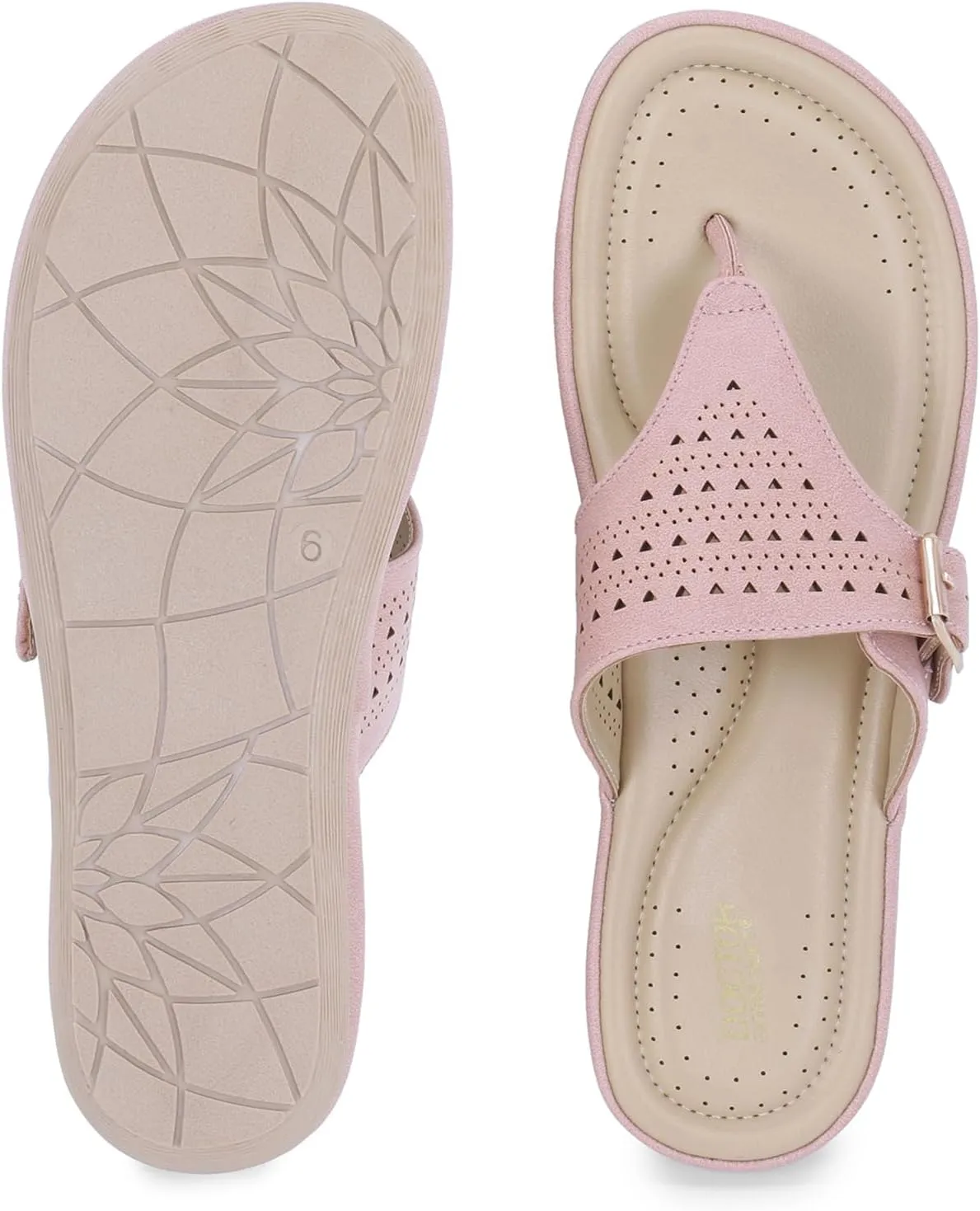 Womens Flat Memory Foam Slippers/Flip-Flops Fashion Stylish Casual Comfortable Diabetic Orthopedic Lightweight Synthetic Slip-on Sandals with Adjustable Buckle for Girls/Ladies D-609