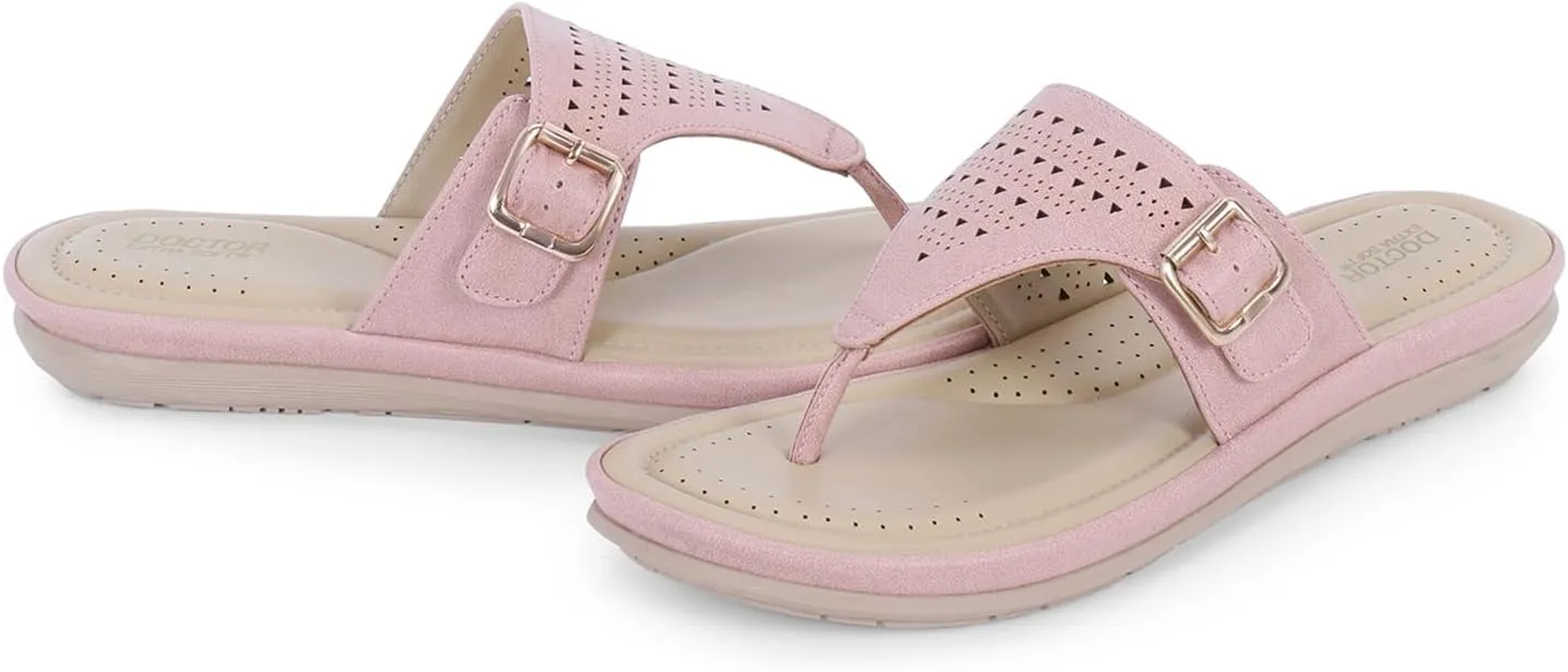 Womens Flat Memory Foam Slippers/Flip-Flops Fashion Stylish Casual Comfortable Diabetic Orthopedic Lightweight Synthetic Slip-on Sandals with Adjustable Buckle for Girls/Ladies D-609