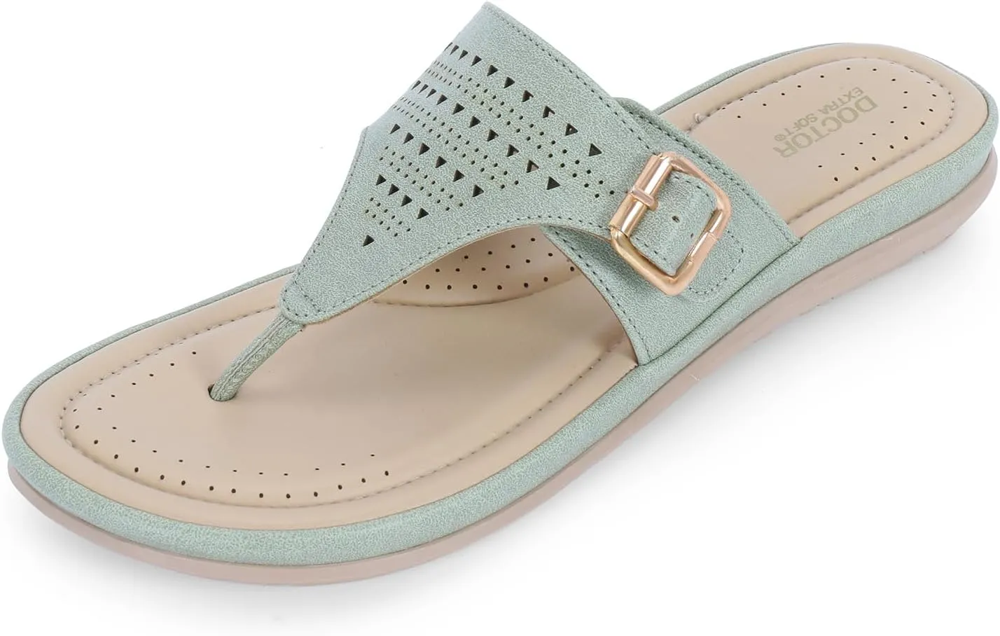 Womens Flat Memory Foam Slippers/Flip-Flops Fashion Stylish Casual Comfortable Diabetic Orthopedic Lightweight Synthetic Slip-on Sandals with Adjustable Buckle for Girls/Ladies D-609