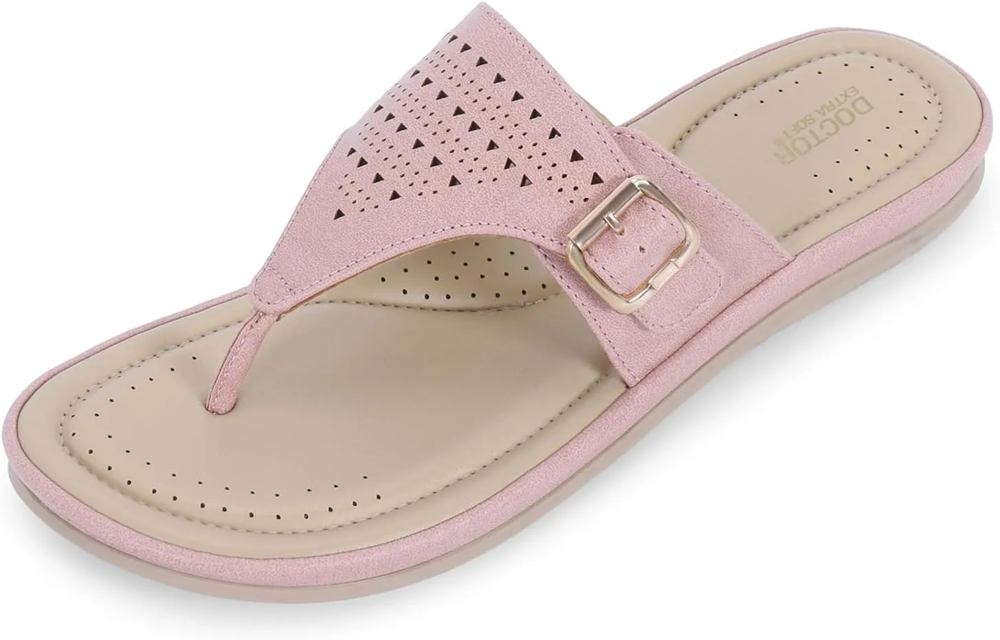 Womens Flat Memory Foam Slippers/Flip-Flops Fashion Stylish Casual Comfortable Diabetic Orthopedic Lightweight Synthetic Slip-on Sandals with Adjustable Buckle for Girls/Ladies D-609