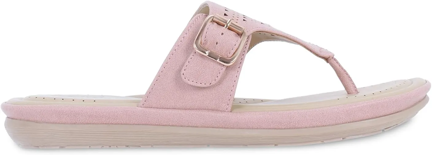 Womens Flat Memory Foam Slippers/Flip-Flops Fashion Stylish Casual Comfortable Diabetic Orthopedic Lightweight Synthetic Slip-on Sandals with Adjustable Buckle for Girls/Ladies D-609