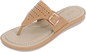 Womens Flat Memory Foam Slippers/Flip-Flops Fashion Stylish Casual Comfortable Diabetic Orthopedic Lightweight Synthetic Slip-on Sandals with Adjustable Buckle for Girls/Ladies D-609