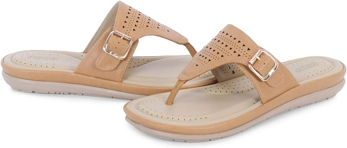 Womens Flat Memory Foam Slippers/Flip-Flops Fashion Stylish Casual Comfortable Diabetic Orthopedic Lightweight Synthetic Slip-on Sandals with Adjustable Buckle for Girls/Ladies D-609