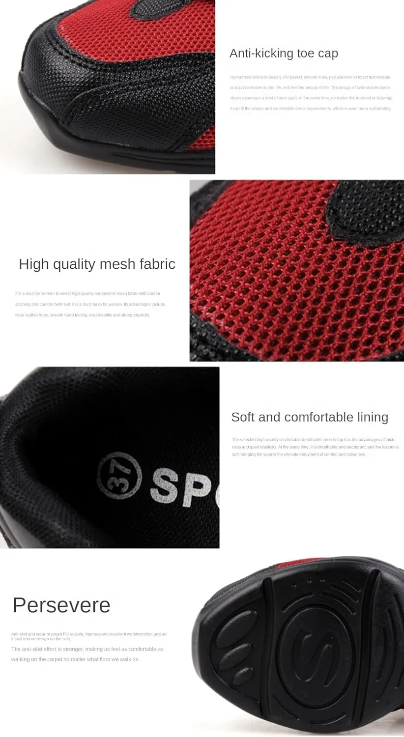 Women's Jazz Shoes Lace-up Sneakers - Comfortable Split Sole Dance Shoes with Air Cushion
