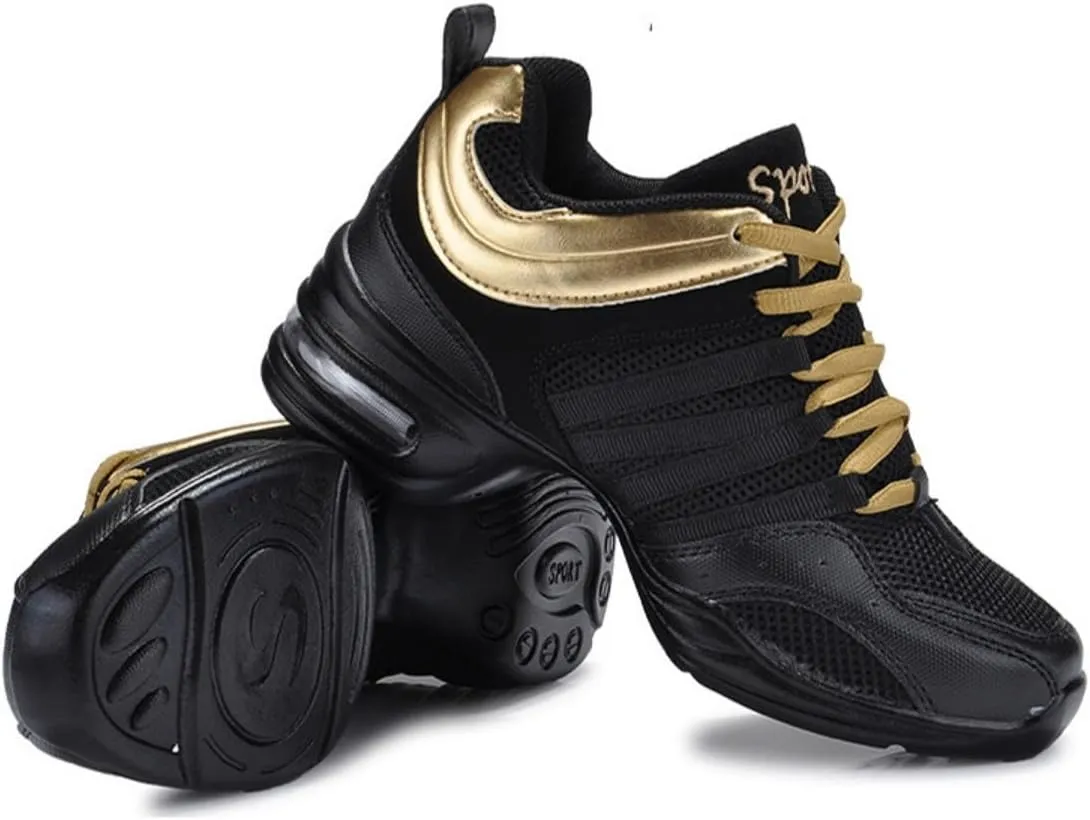 Women's Jazz Shoes Lace-up Sneakers - Comfortable Split Sole Dance Shoes with Air Cushion
