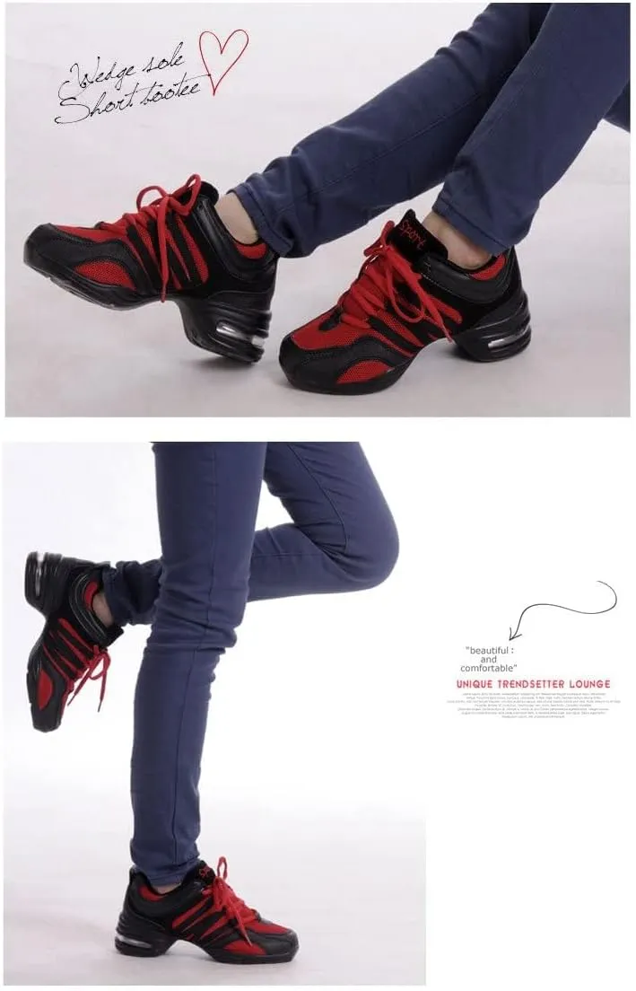 Women's Jazz Shoes Lace-up Sneakers - Comfortable Split Sole Dance Shoes with Air Cushion