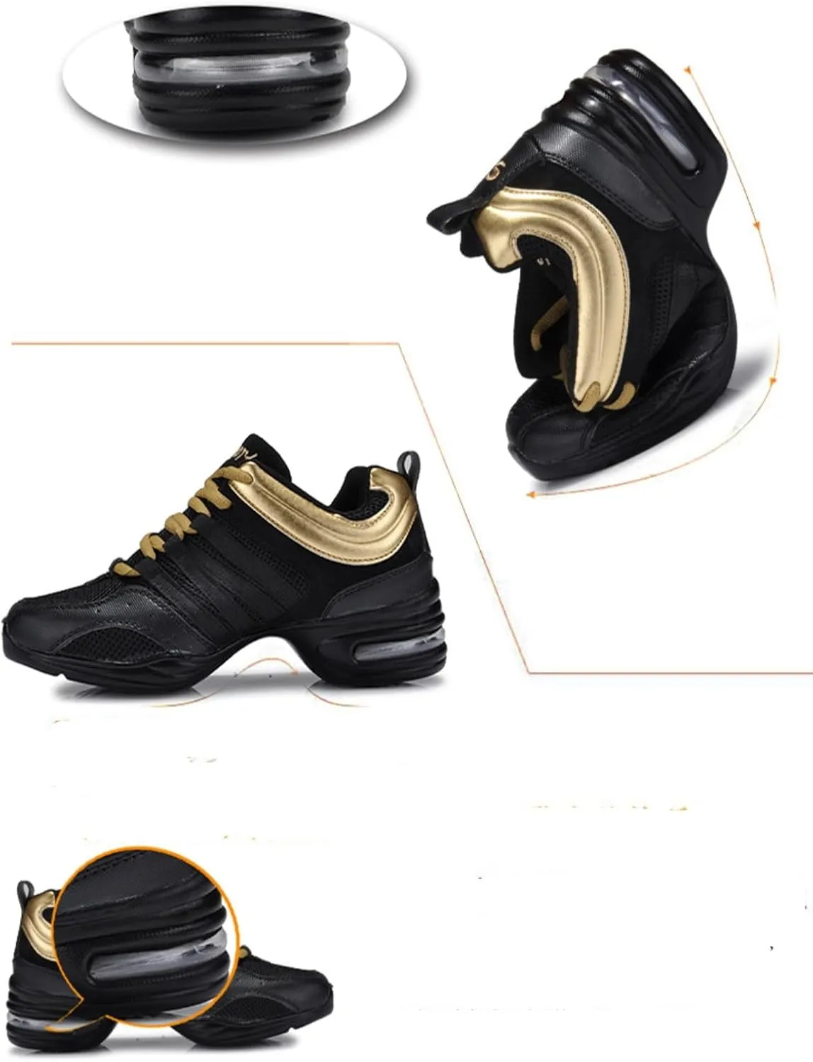 Women's Jazz Shoes Lace-up Sneakers - Comfortable Split Sole Dance Shoes with Air Cushion