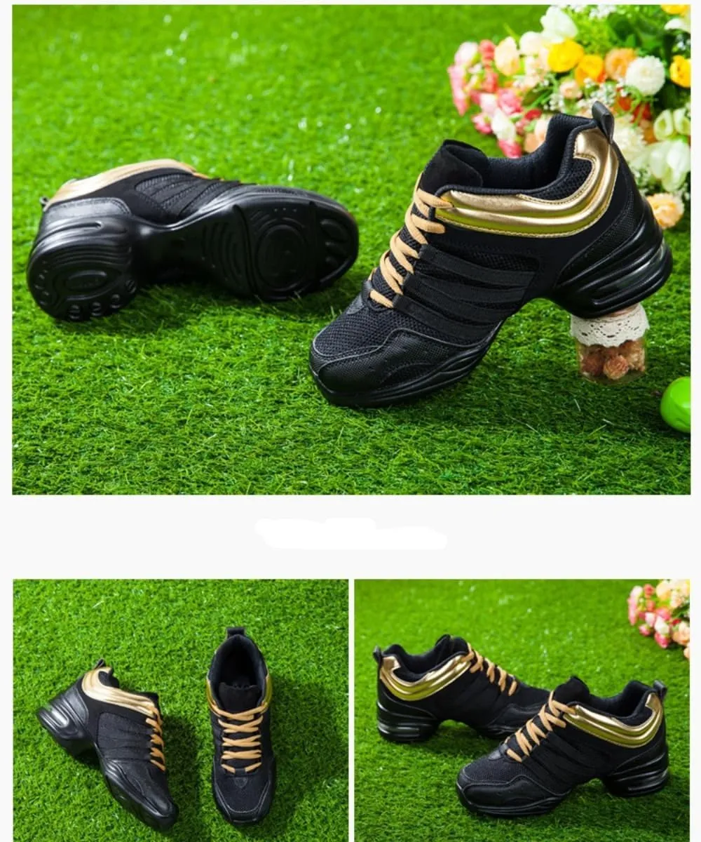 Women's Jazz Shoes Lace-up Sneakers - Comfortable Split Sole Dance Shoes with Air Cushion