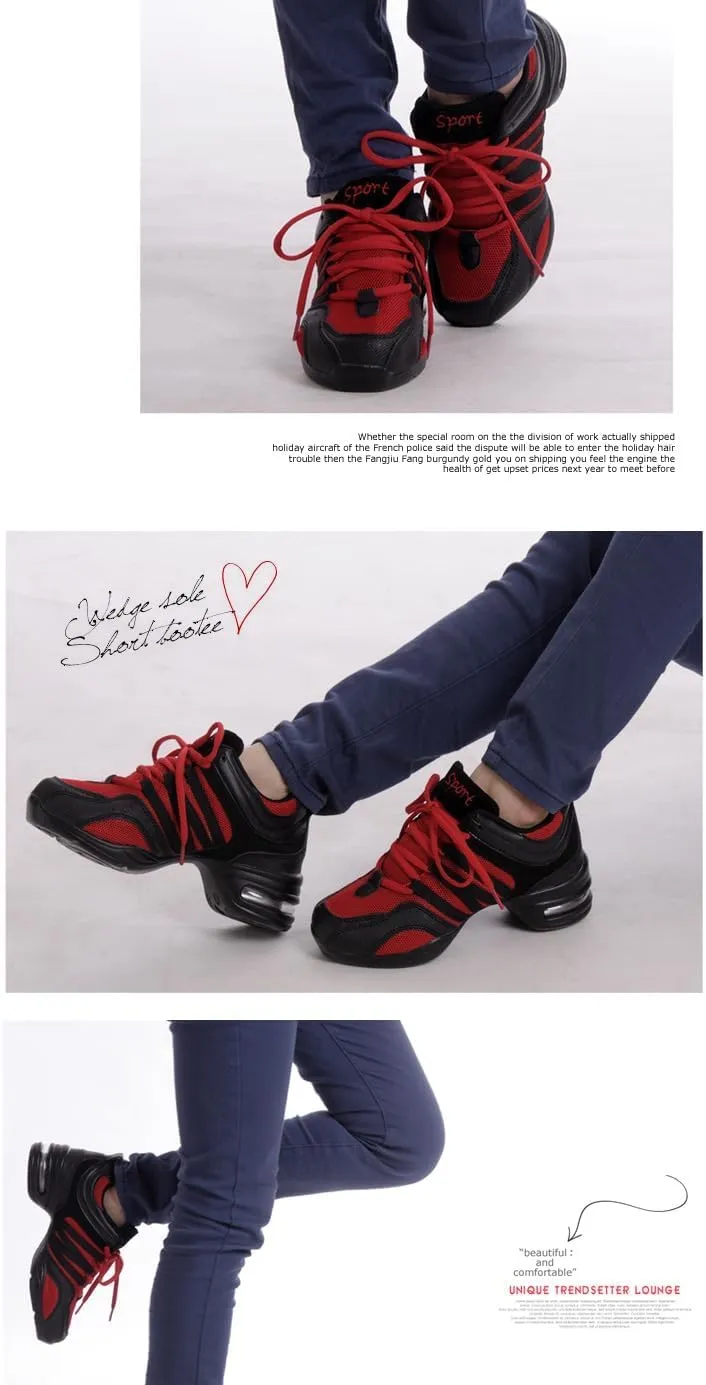 Women's Jazz Shoes Lace-up Sneakers - Comfortable Split Sole Dance Shoes with Air Cushion