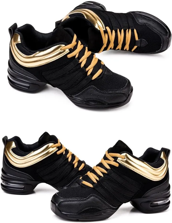 Women's Jazz Shoes Lace-up Sneakers - Comfortable Split Sole Dance Shoes with Air Cushion