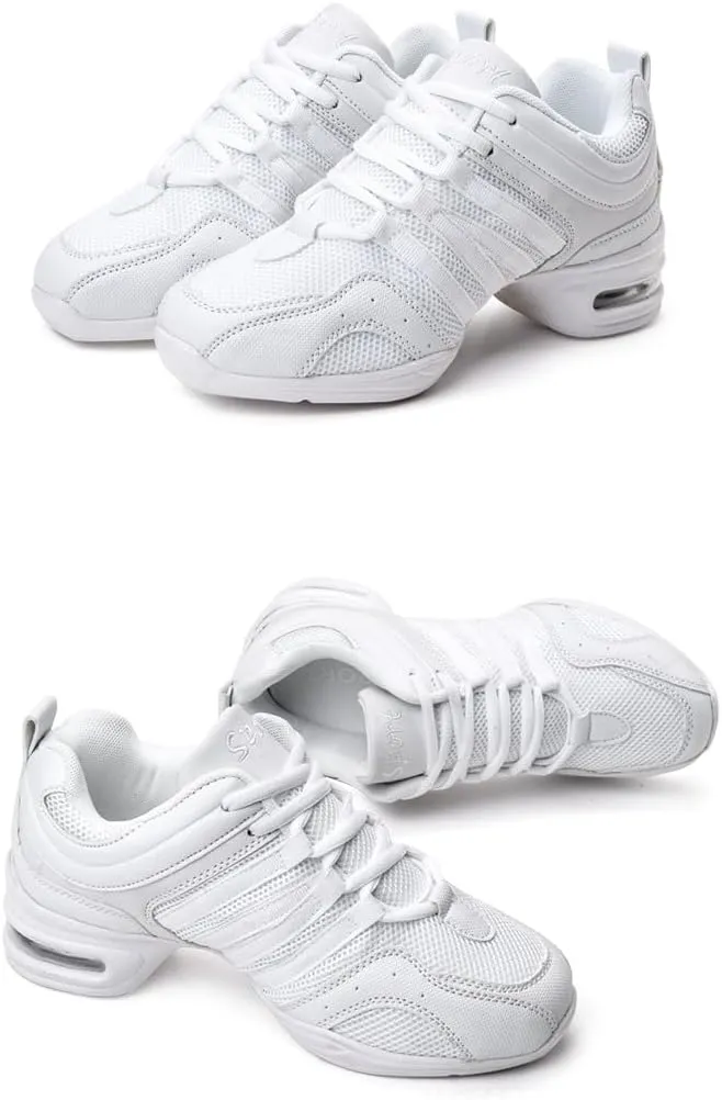 Women's Jazz Shoes Lace-up Sneakers - Comfortable Split Sole Dance Shoes with Air Cushion