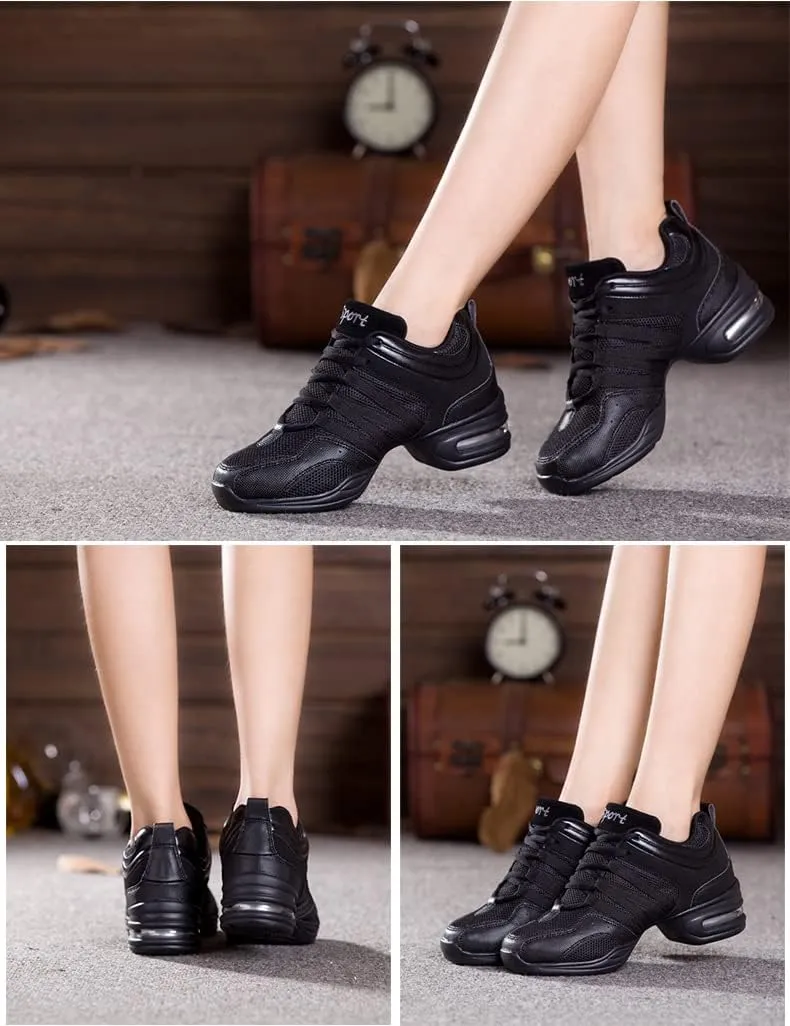 Women's Jazz Shoes Lace-up Sneakers - Comfortable Split Sole Dance Shoes with Air Cushion