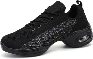 Women's Jazz Shoes Split Sole Dance Sneakers Lace Up Zumba Modern Shoes