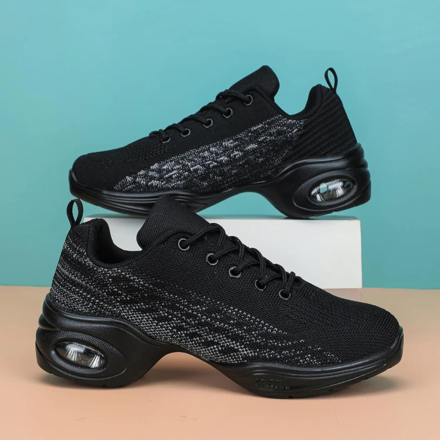Women's Jazz Shoes Split Sole Dance Sneakers Lace Up Zumba Modern Shoes