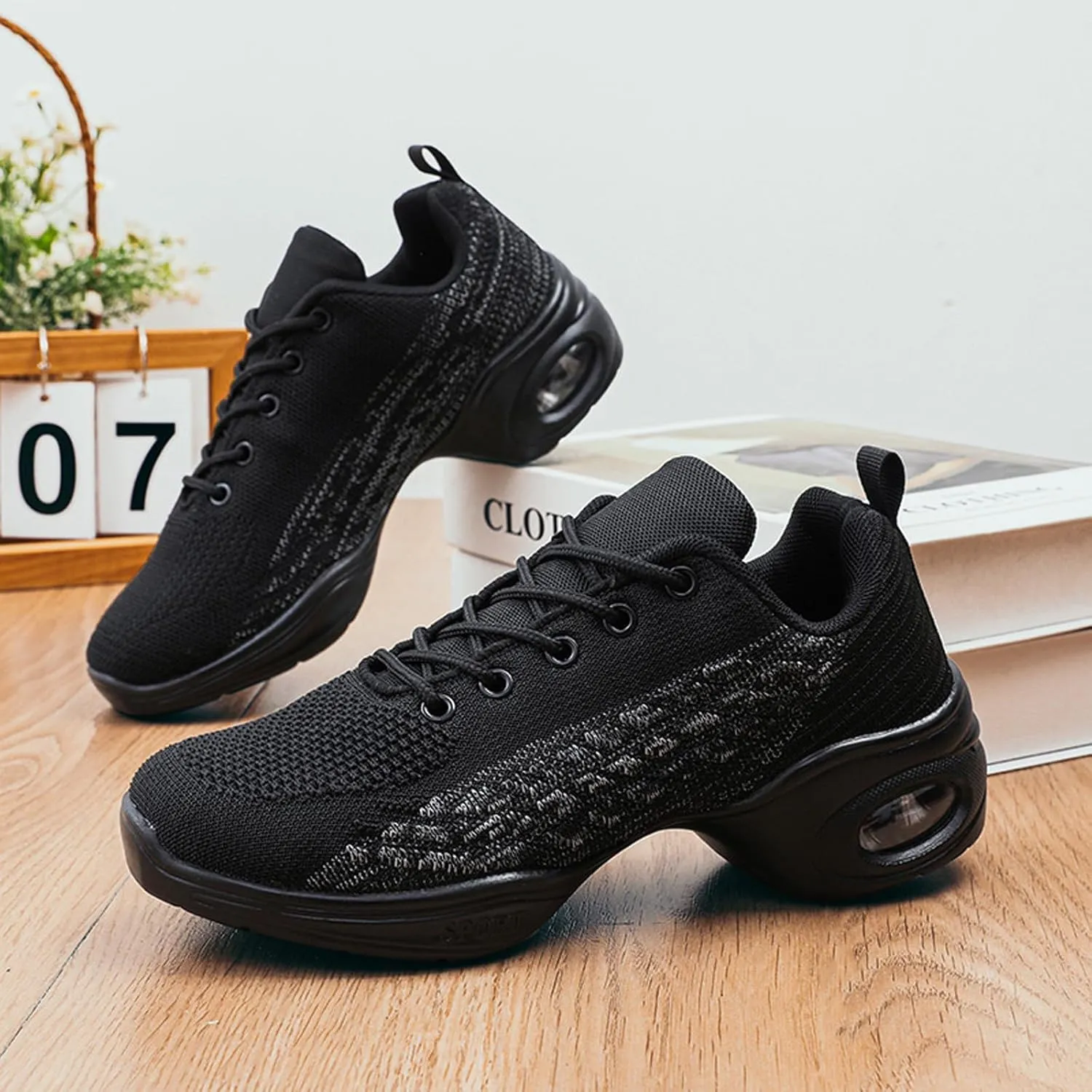 Women's Jazz Shoes Split Sole Dance Sneakers Lace Up Zumba Modern Shoes
