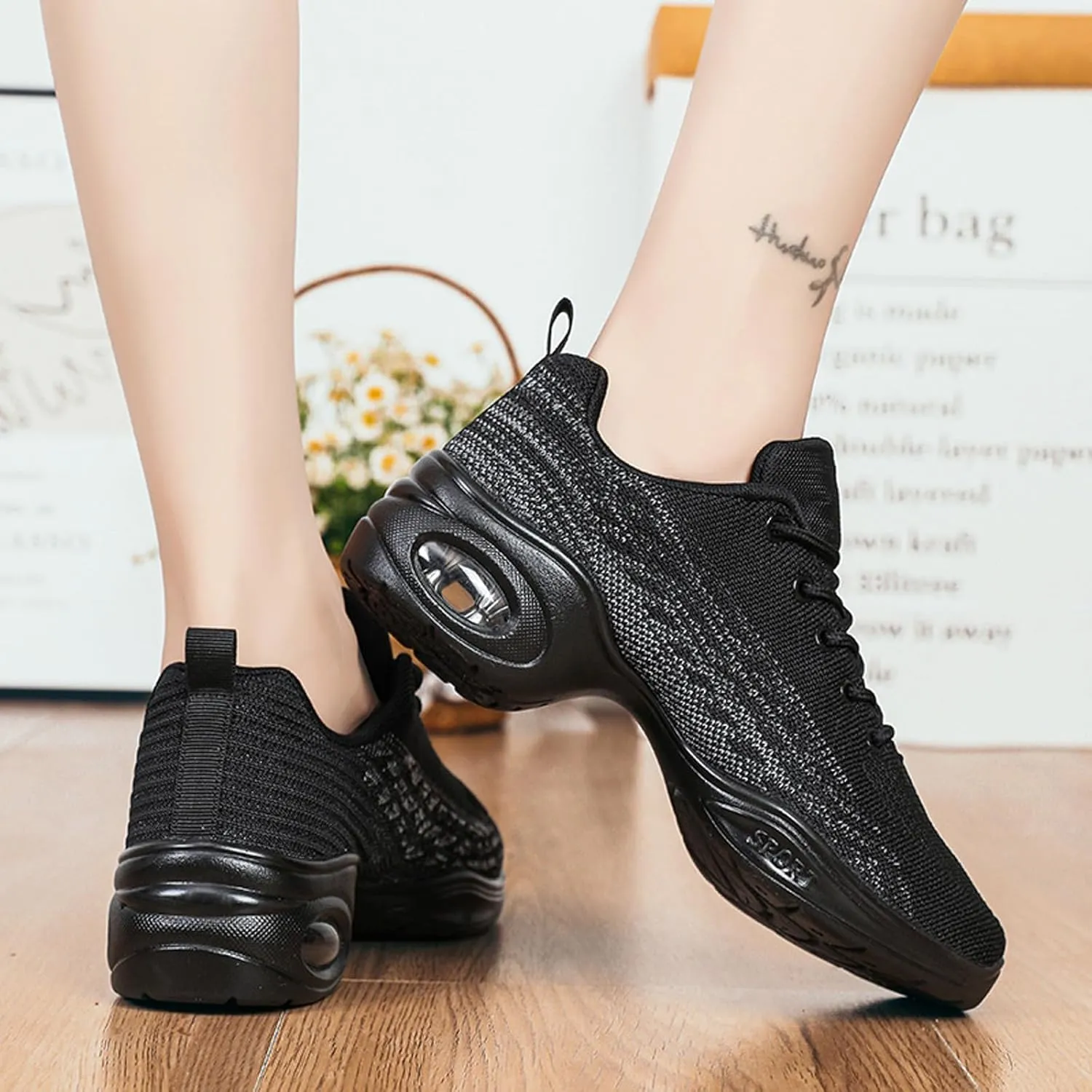 Women's Jazz Shoes Split Sole Dance Sneakers Lace Up Zumba Modern Shoes