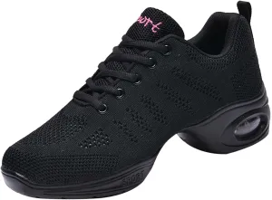 Women's Jazz Shoes Split Sole Dance Sneakers Lace Up Zumba Modern Shoes