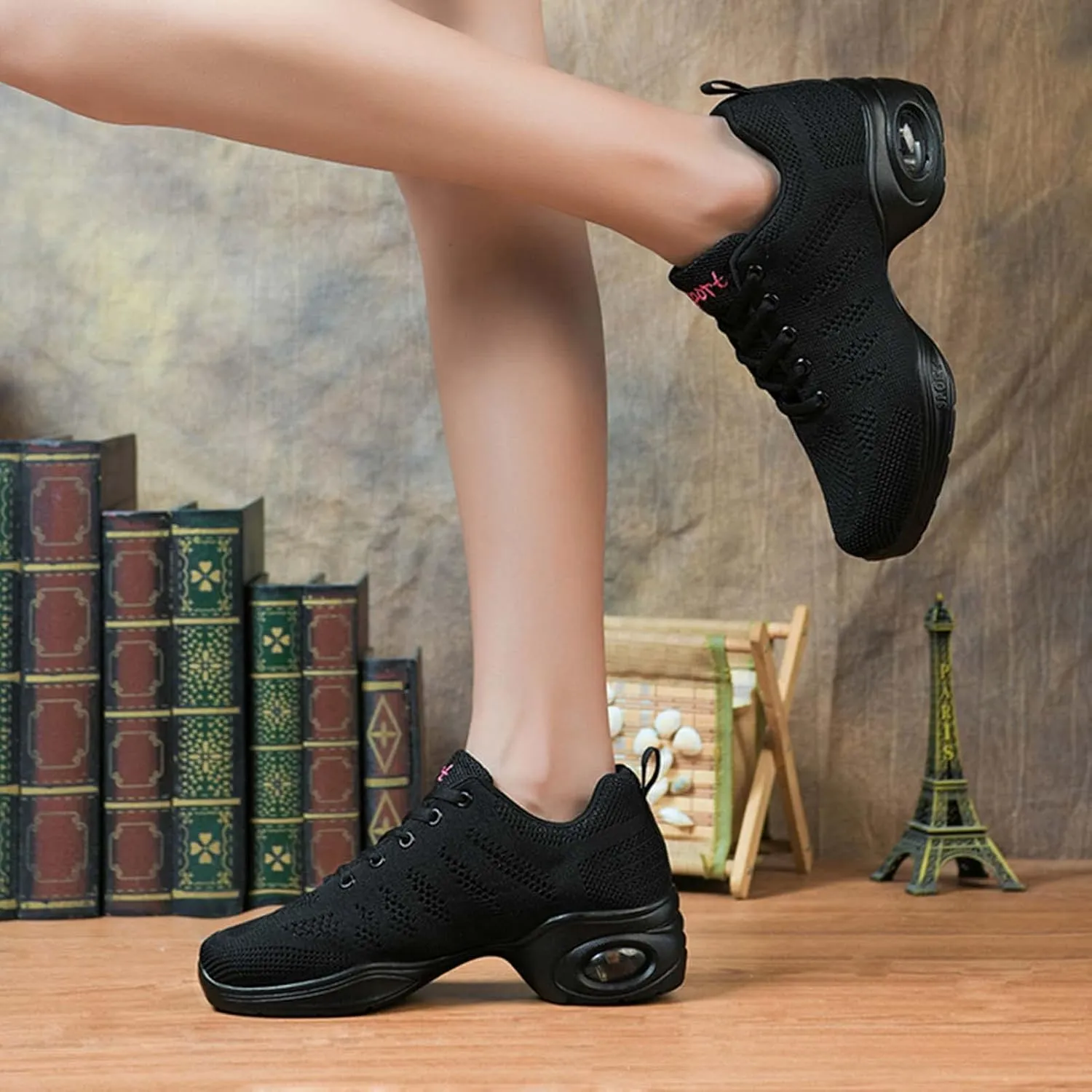Women's Jazz Shoes Split Sole Dance Sneakers Lace Up Zumba Modern Shoes