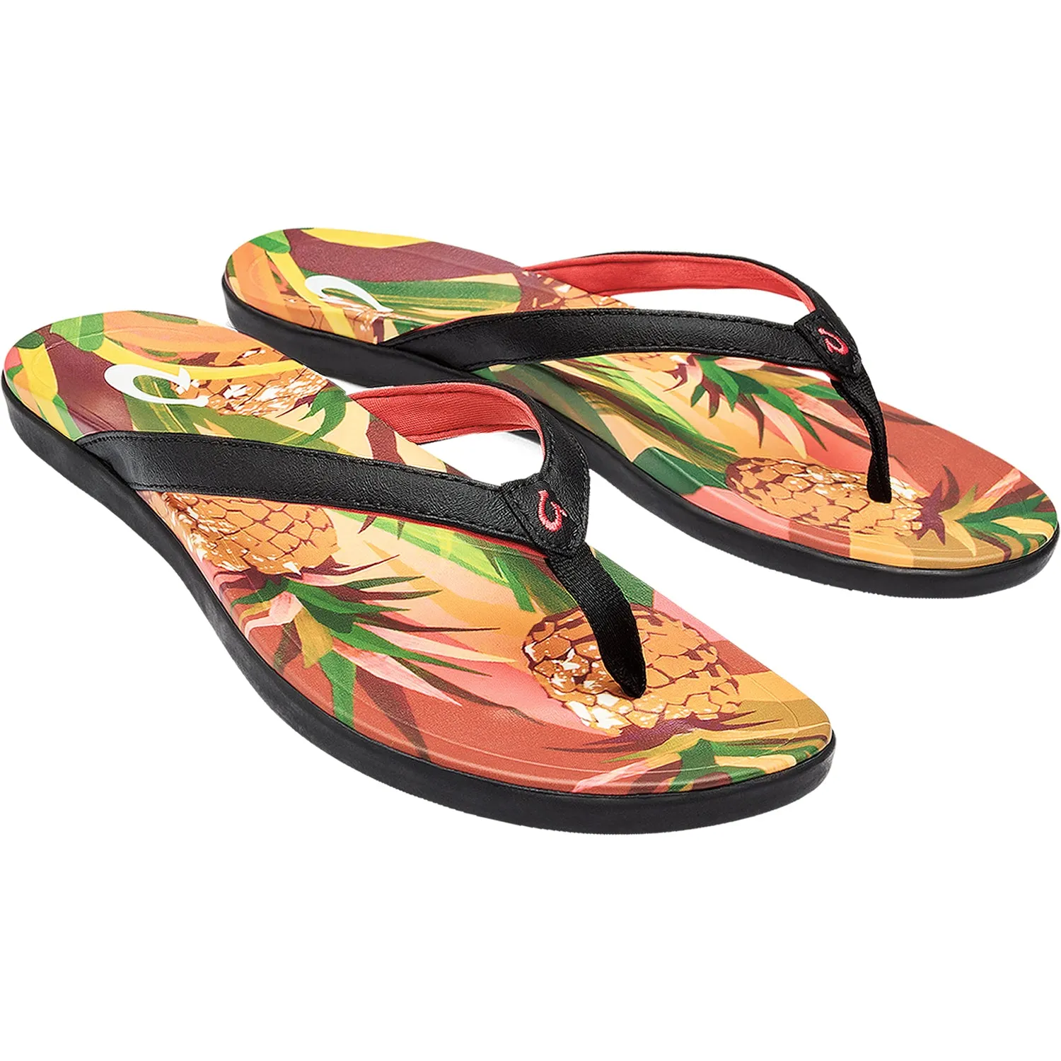 Women's OluKai Ho'opio Hau Black/Pineapple Synthetic