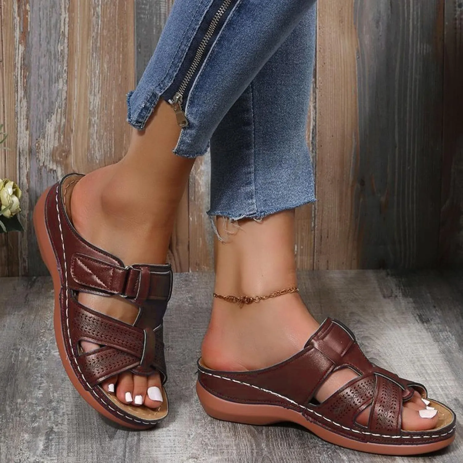 Womens Orthopedic Sandals with Arch Support Flip Flops Arch Support Comfortable Wedge Sandals Walking All Day Lightweight Orthopedic Sandals