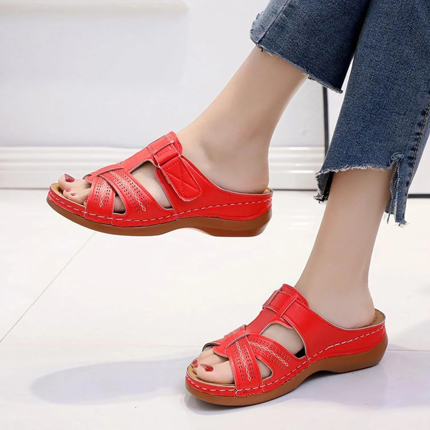 Womens Orthopedic Sandals with Arch Support Flip Flops Arch Support Comfortable Wedge Sandals Walking All Day Lightweight Orthopedic Sandals