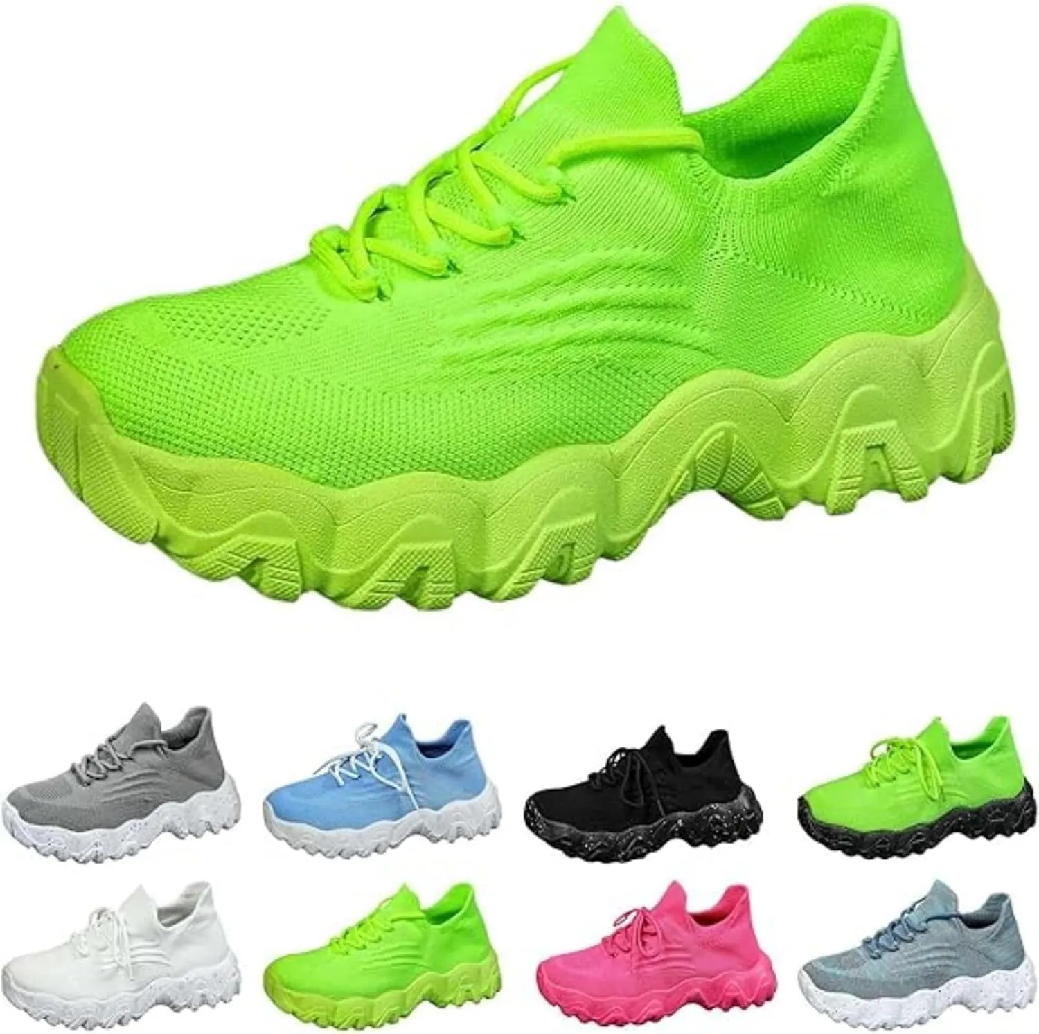 Women's Orthopedic Sneakers Walking Shoes Hands Free Slip-Ins Breathable Comfortable Casual Ladies Athletic Thick Bottom Shoe with Arch Support