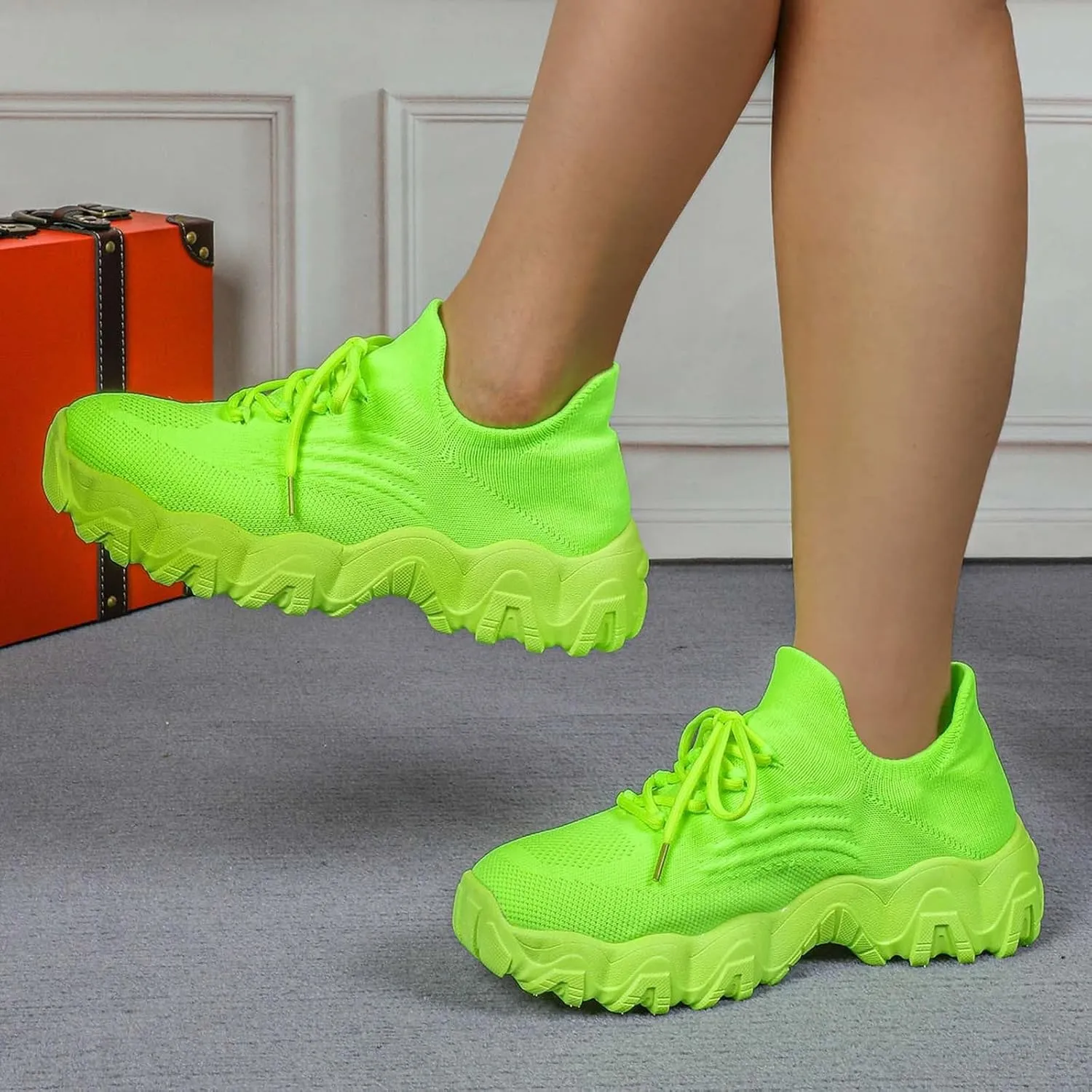Women's Orthopedic Sneakers Walking Shoes Hands Free Slip-Ins Breathable Comfortable Casual Ladies Athletic Thick Bottom Shoe with Arch Support