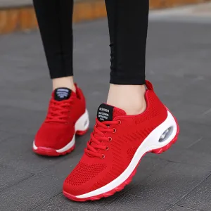 Women's Round Toe Lace-Up Mesh Sneakers – Low Top