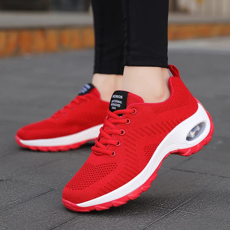 Women's Round Toe Lace-Up Mesh Sneakers – Low Top