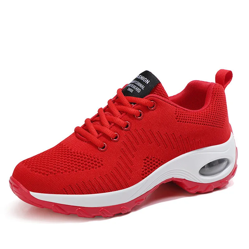 Women's Round Toe Lace-Up Mesh Sneakers – Low Top