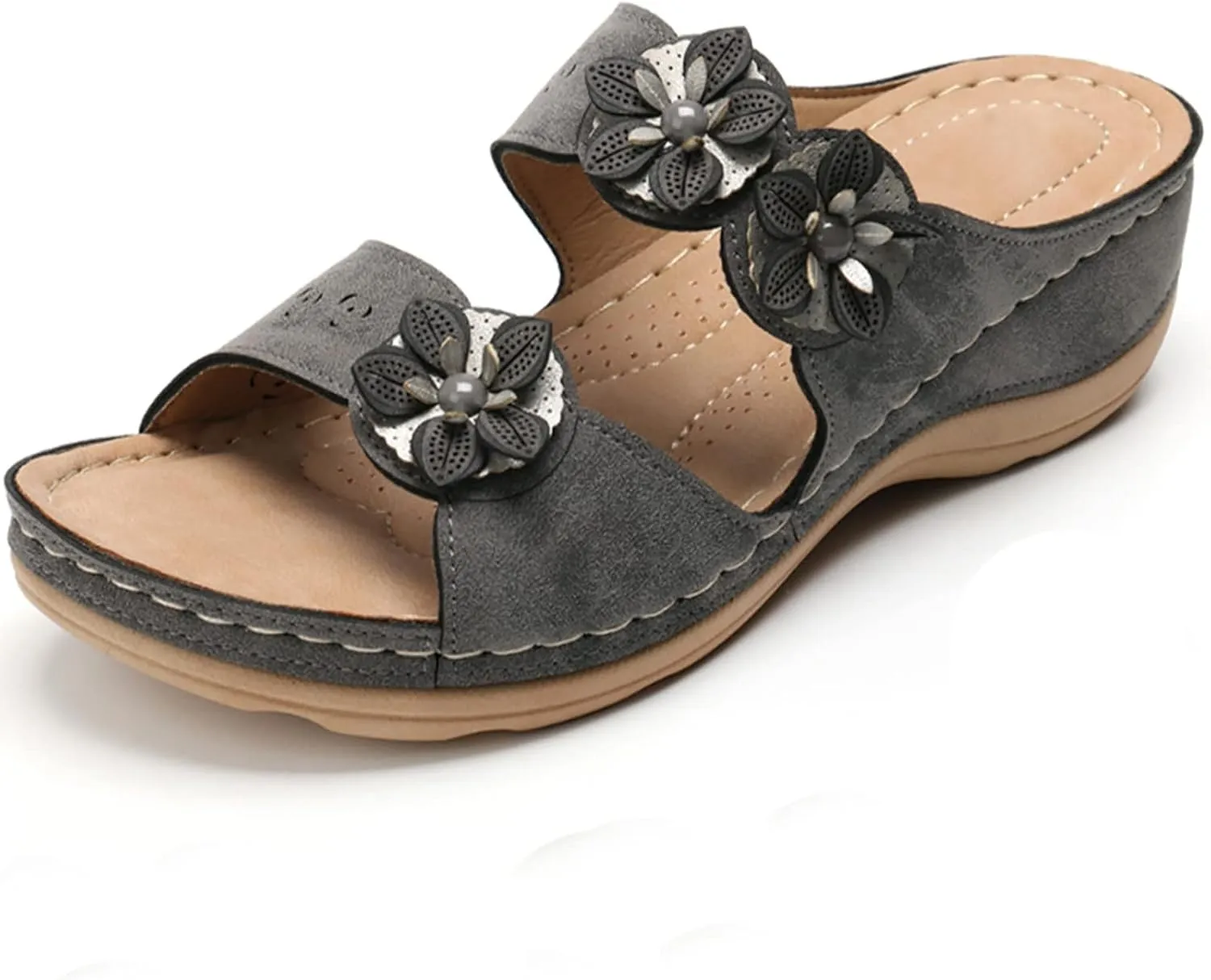 Womens Sandals with Arch Support Hiking Flip Flops Beach Slides Short Wedge Sandals Closed Toe Arch Support Wedge Sandals for Women Comfortable Platform Women Orthopedic Sandals