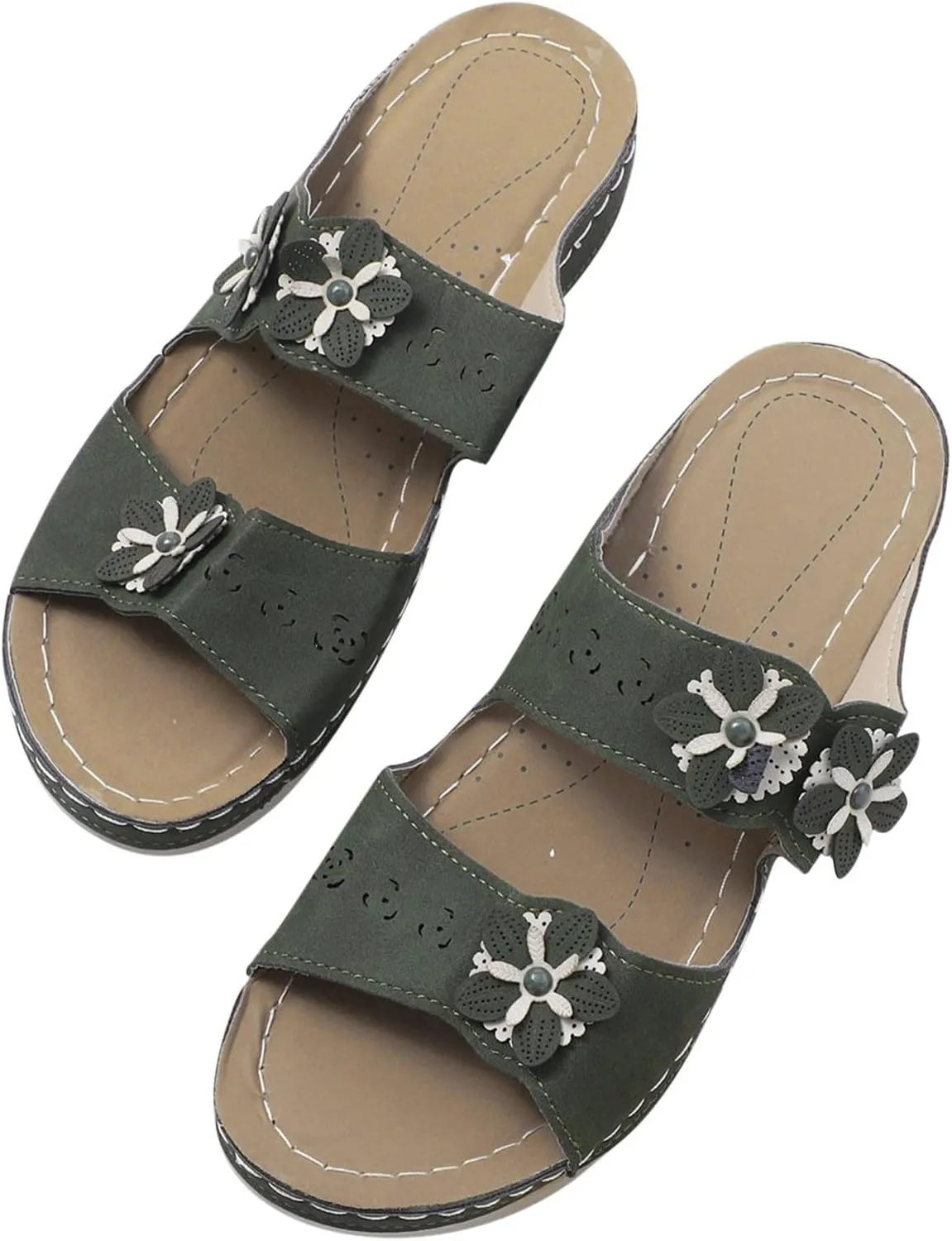 Womens Sandals with Arch Support Hiking Flip Flops Beach Slides Short Wedge Sandals Closed Toe Arch Support Wedge Sandals for Women Comfortable Platform Women Orthopedic Sandals
