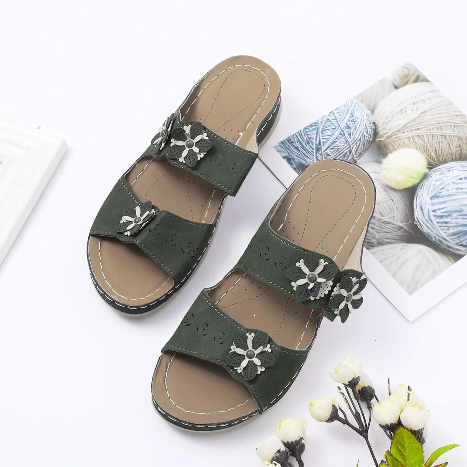 Womens Sandals with Arch Support Hiking Flip Flops Beach Slides Short Wedge Sandals Closed Toe Arch Support Wedge Sandals for Women Comfortable Platform Women Orthopedic Sandals