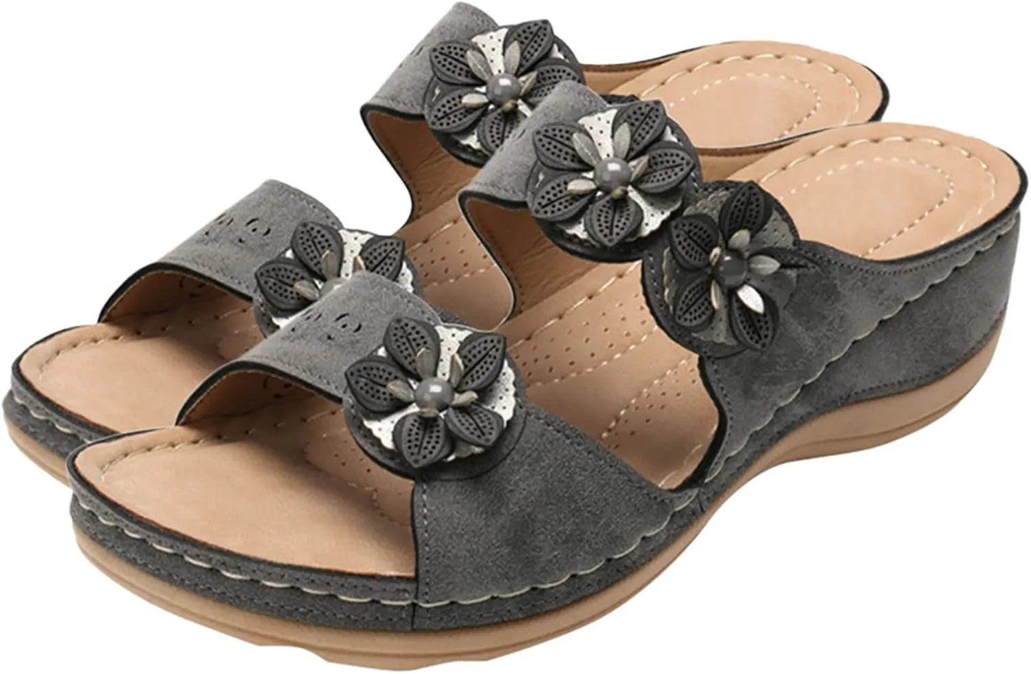 Womens Sandals with Arch Support Hiking Flip Flops Beach Slides Short Wedge Sandals Closed Toe Arch Support Wedge Sandals for Women Comfortable Platform Women Orthopedic Sandals
