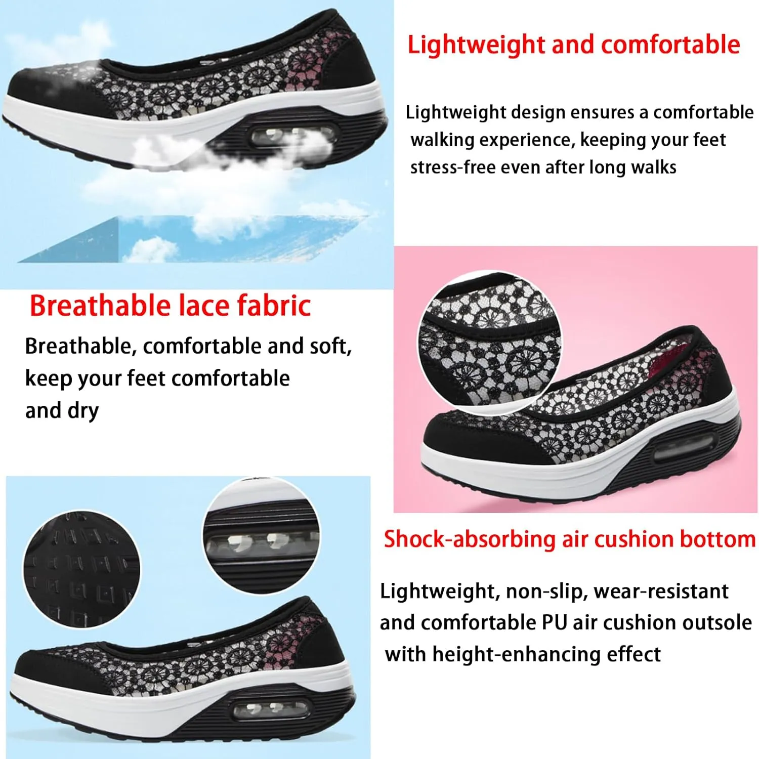 Womens Slip-On Air Cushion Walking Shoes 2025New Breathable Mesh Lightweight Orthopedic Sneakers with Arch Support for Travel, Work & Everyday Comfort