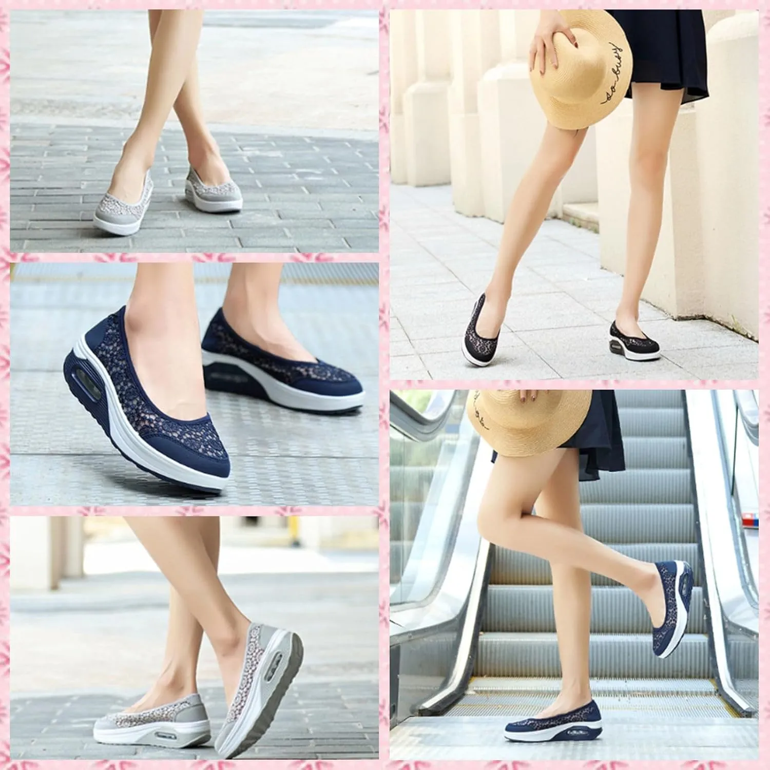 Womens Slip-On Air Cushion Walking Shoes 2025New Breathable Mesh Lightweight Orthopedic Sneakers with Arch Support for Travel, Work & Everyday Comfort