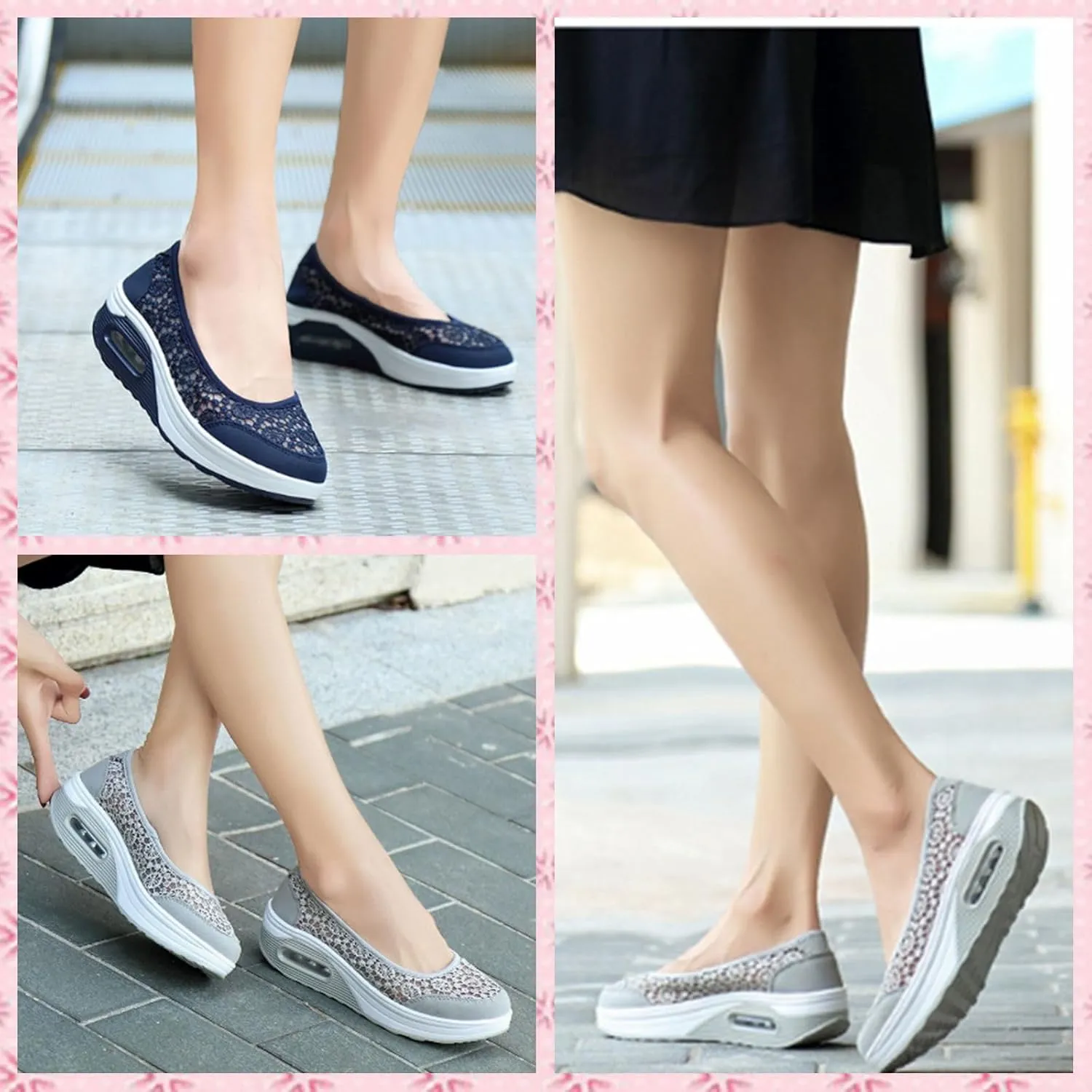 Womens Slip-On Air Cushion Walking Shoes 2025New Breathable Mesh Lightweight Orthopedic Sneakers with Arch Support for Travel, Work & Everyday Comfort