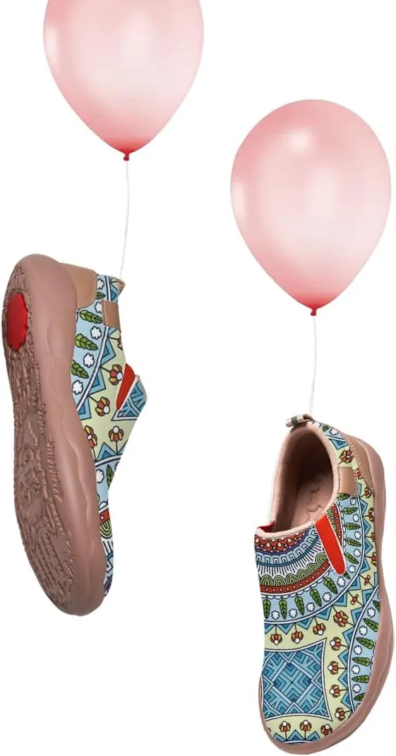 Womens Slip On Travel Shoes - Loafers Mandala Painted Sneakers Lightweight Comfortable Casual Walking Shoes