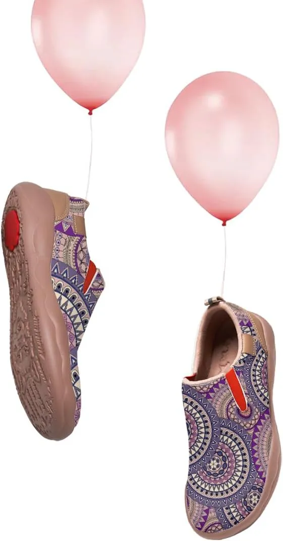 Womens Slip On Travel Shoes - Loafers Mandala Painted Sneakers Lightweight Comfortable Casual Walking Shoes
