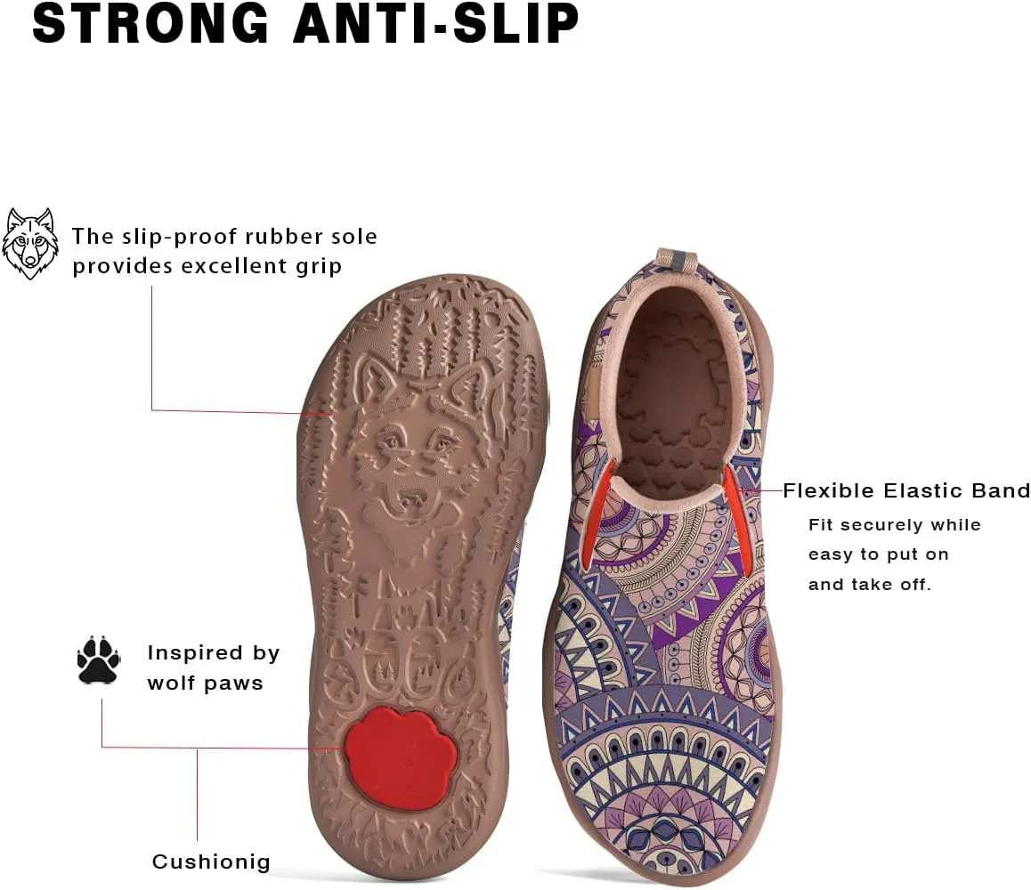 Womens Slip On Travel Shoes - Loafers Mandala Painted Sneakers Lightweight Comfortable Casual Walking Shoes